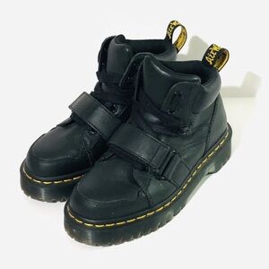 Dr Martens Zuma ll Chunky Boots Women’s Black Virginia Leather Strap Lace Up